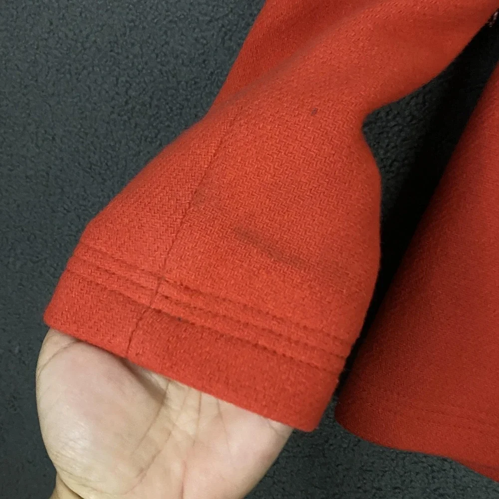 J Crew Coat Womens 4 Orange Stadium Cloth‎ Peacoat Nello Gori Gold Buttons